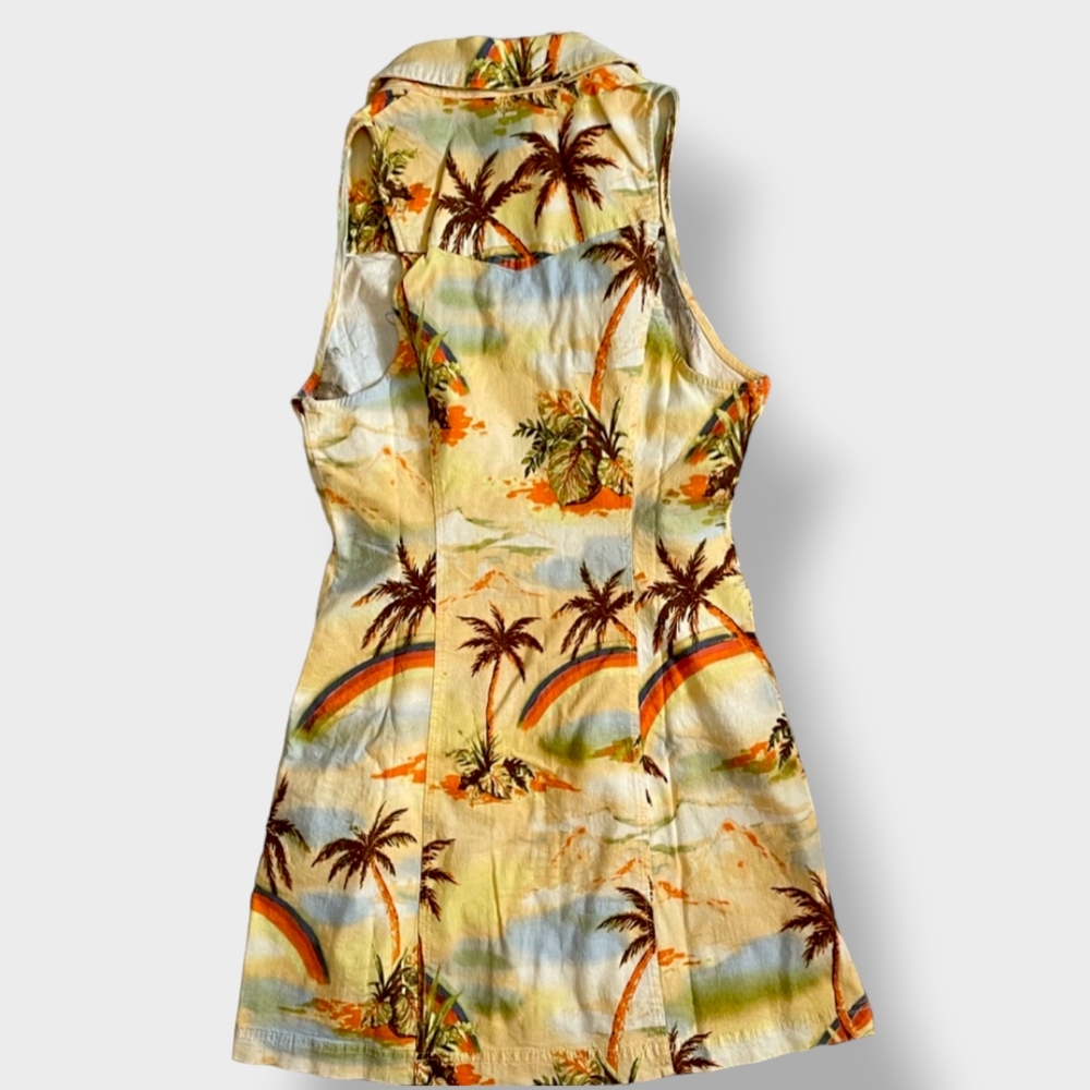Palm Tree Rainbow Print Linen Micro Mini Dress - Urban Outfitters Freya - Picture 3 of 9